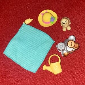 Fisher price loving family baby blanket, hat, pots pans, cocker spaniel dog, lot